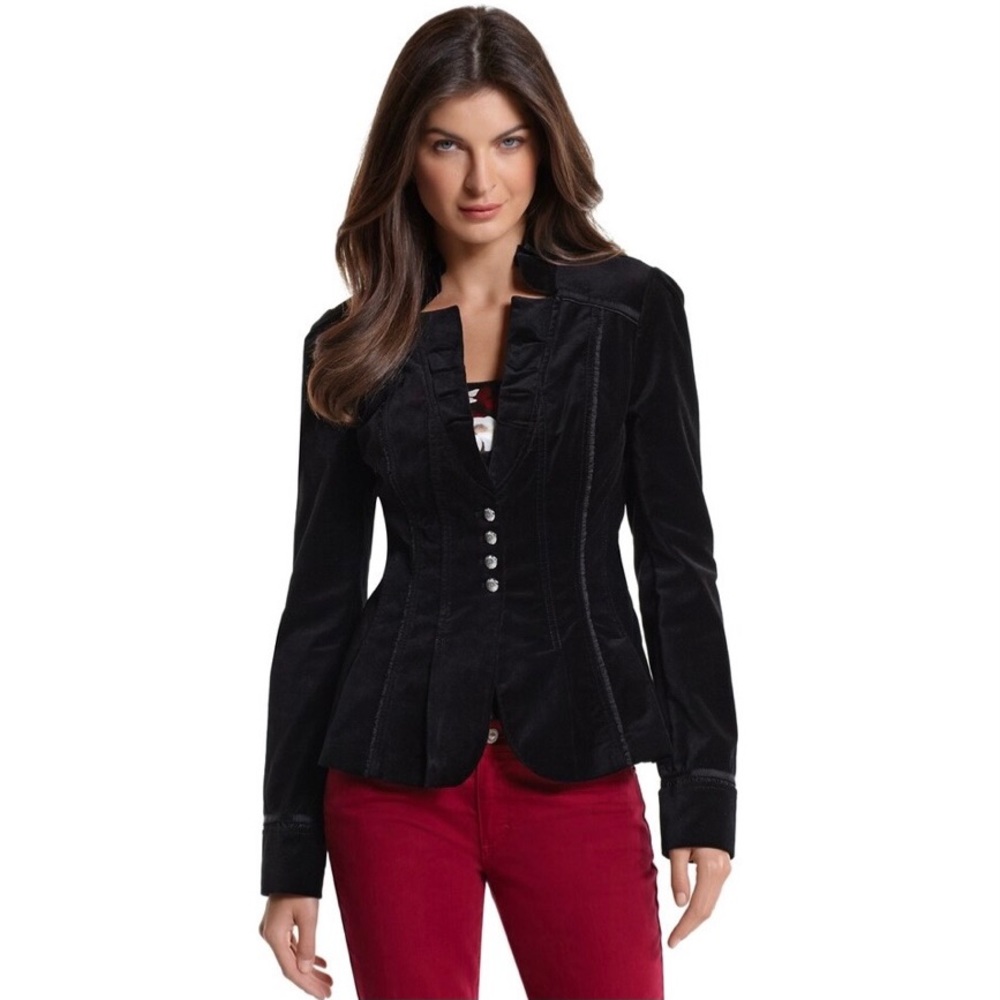 White House Black Market Velvet Military Jacket